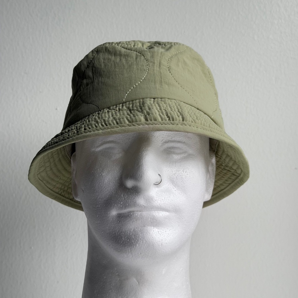 Urban Outfitters Quilted Bucket Hat Khaki Nylon Onion Quilt Outdoor Skater Y2K